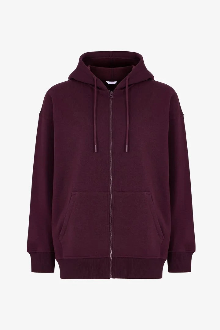 Penti Bordeaux Full Zipper Brushed Active Long Sleeve Sweatshirt