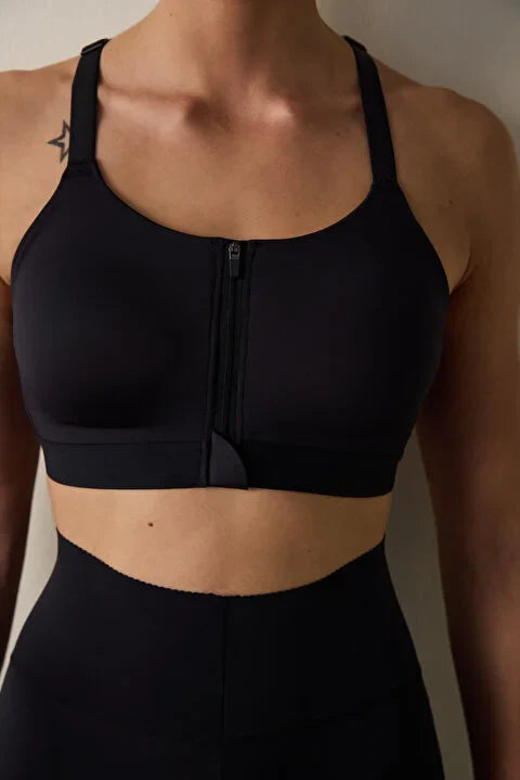 Penti Black High Support Zippered Premium Sport Bra