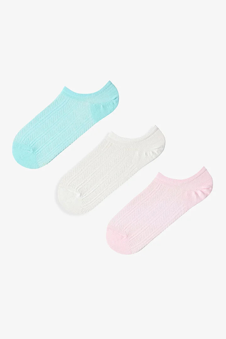 Penti 3 Pairs Cotton Self-Patterned Sneaker Socks