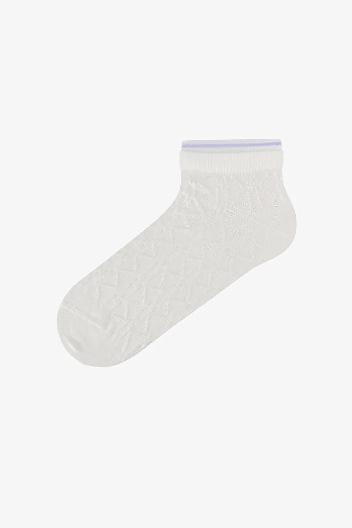 Penti 3 Pairs Seamless Toe Cotton Self-Patterned Socket Detail Footie Socks
