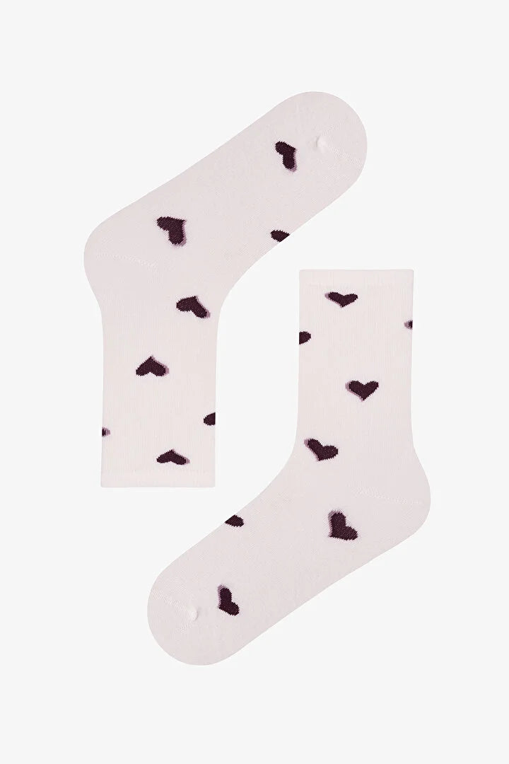 Penti Bordeaux Ribbon Heart Bow Print Cotton 3 Pack Ankle Socks