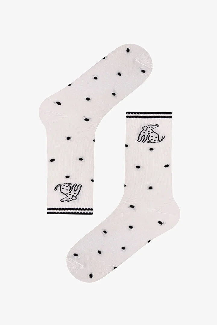 Penti Black White Kitten Lines Animal Print Cotton 3 Pack Ankle Socks