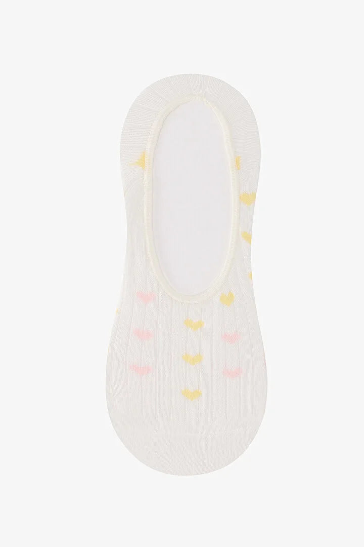 Penti 3 Pairs Cotton Colorful Heart Patterned Ballerina Socks