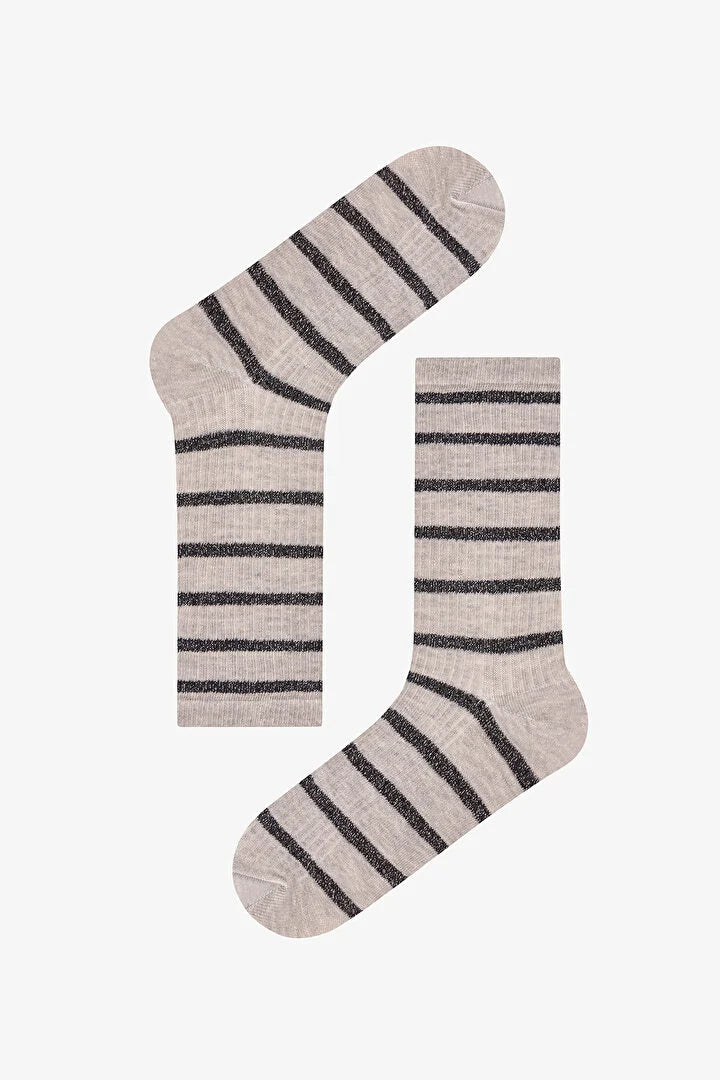 Penti Bordeaux Shiny Line Striped Cotton Glitter 3 Pack Ankle Socks