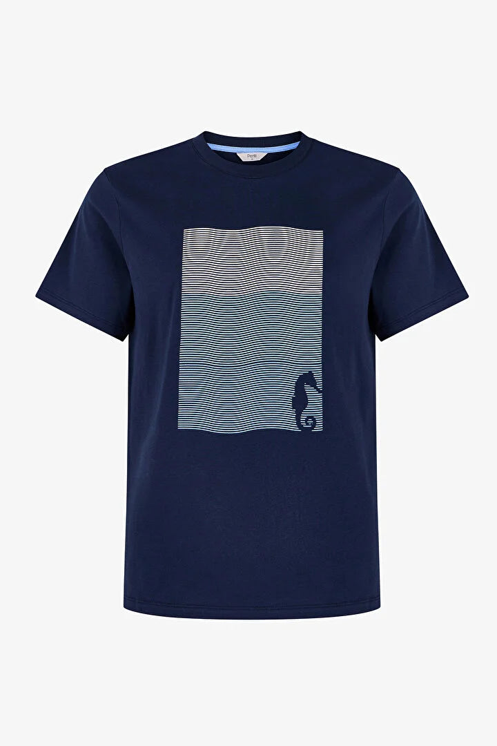 Penti Men Navy Printed Design Shorts Pyjama Set