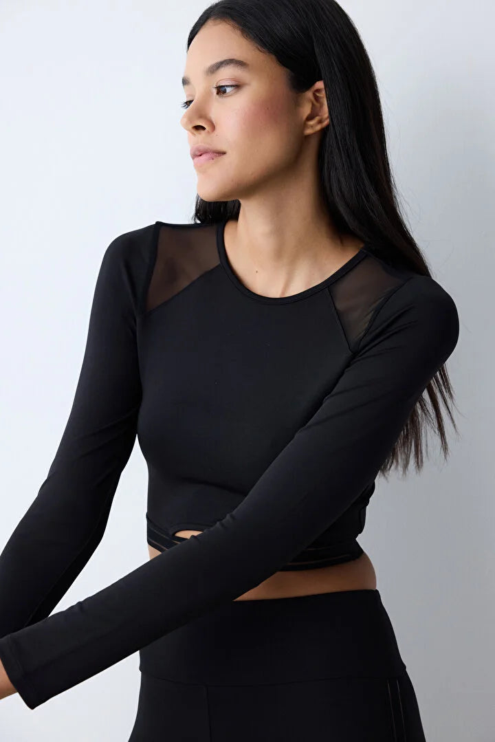 Penti Mesh Detailed Black Active Top