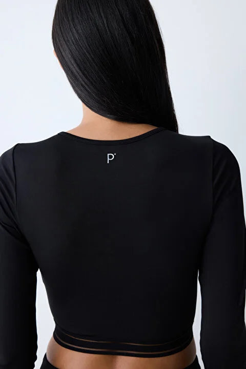 Penti Mesh Detailed Black Active Top