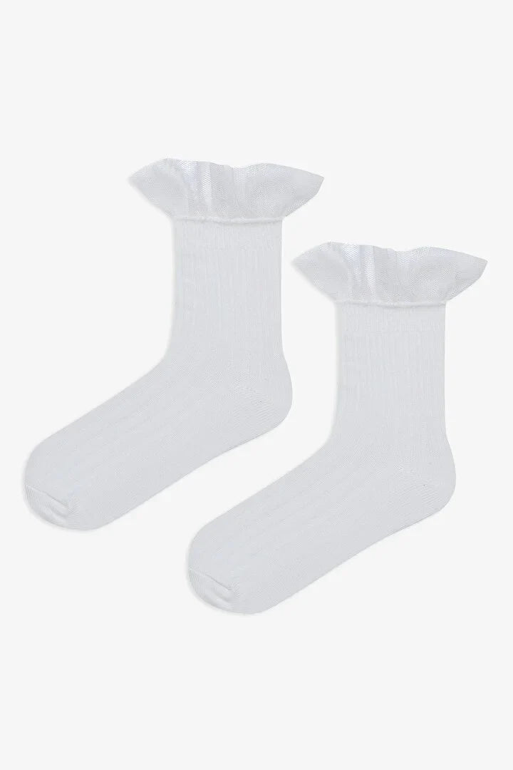 Penti Girl White Ruffle Detailed Socks