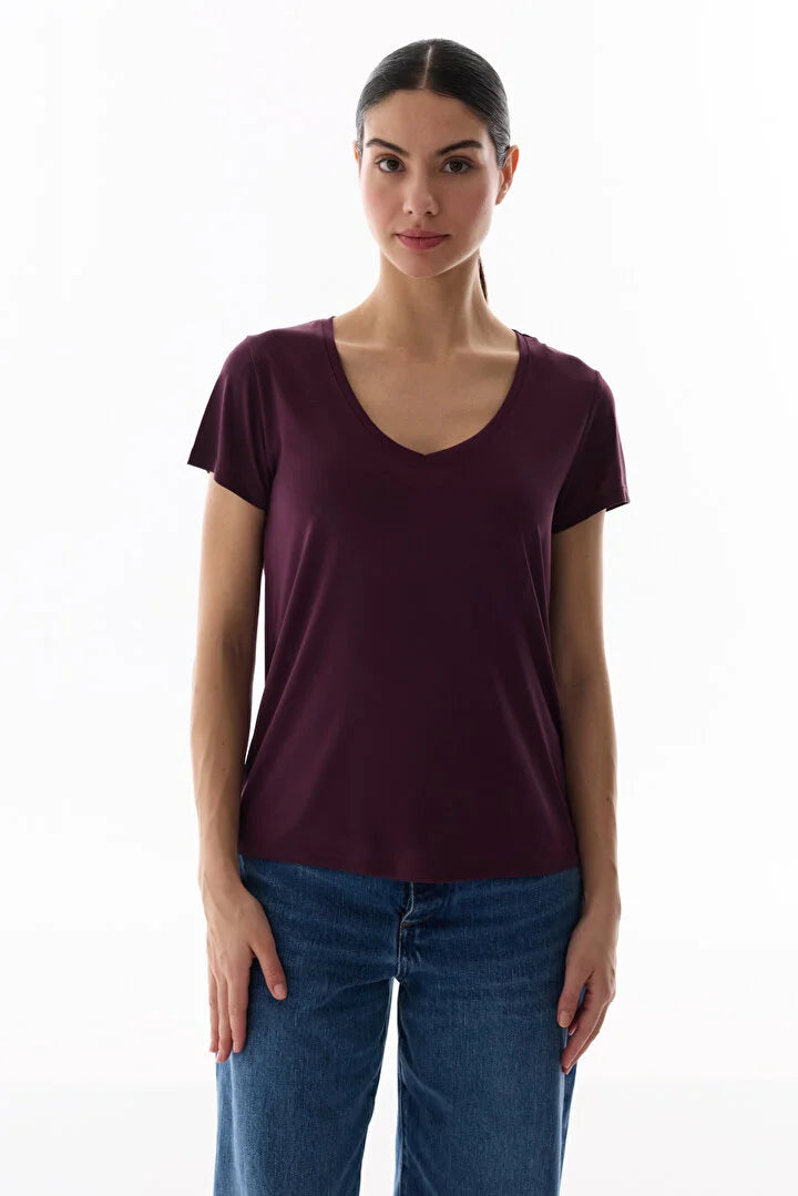 Penti Bordeaux V-Neck T-Shirt