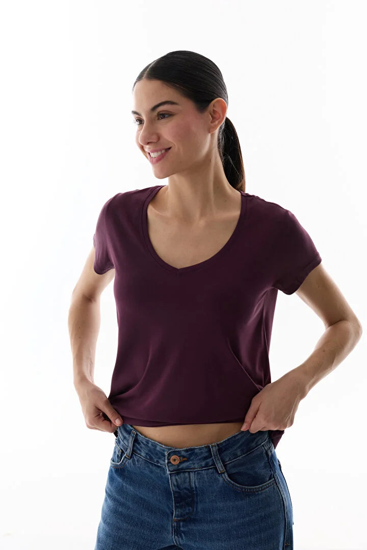Penti Bordeaux V-Neck T-Shirt
