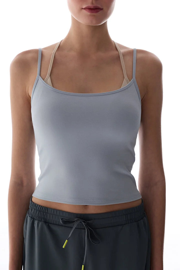 Penti Light Grey Layered Crew Neck Sports Top