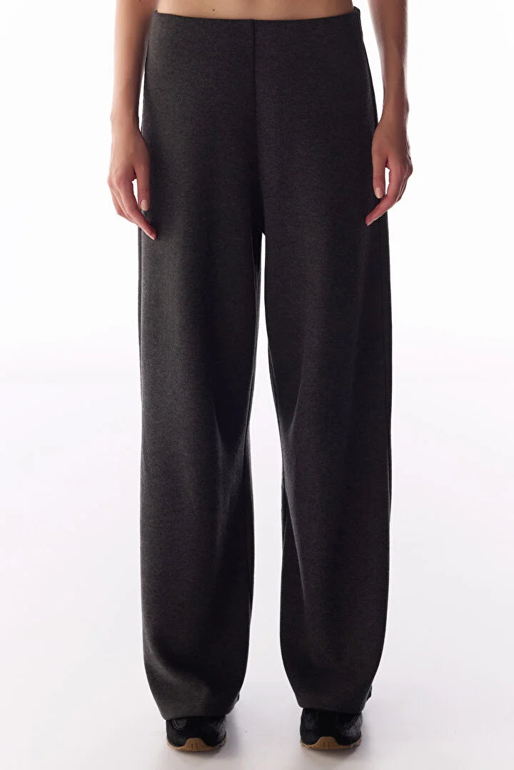 Penti Anthracite Warm Touch Wide Leg Melange Trousers