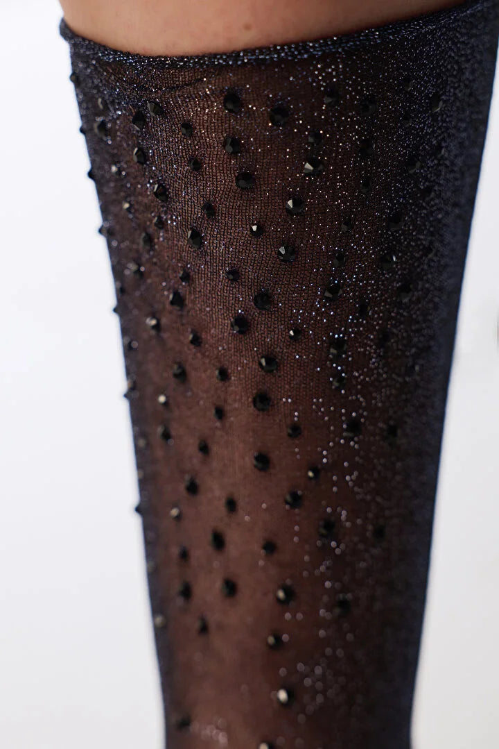 Penti Black Shiny Stone Print Ankle Socks