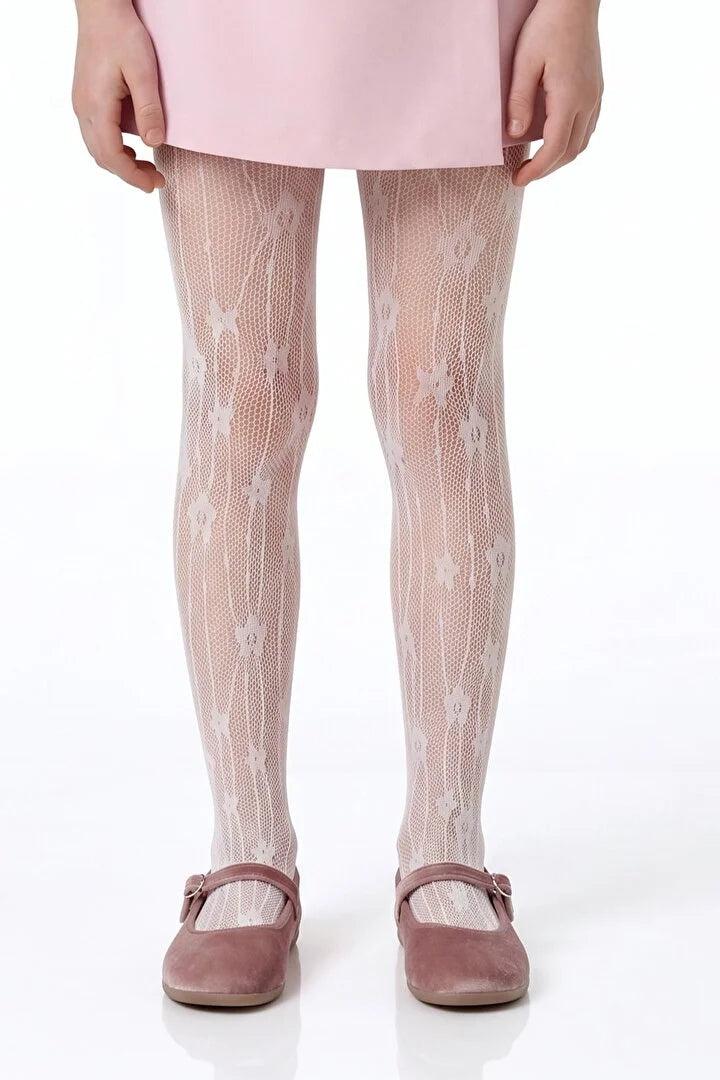 Penti White Pretty Floral Fishnet Tights