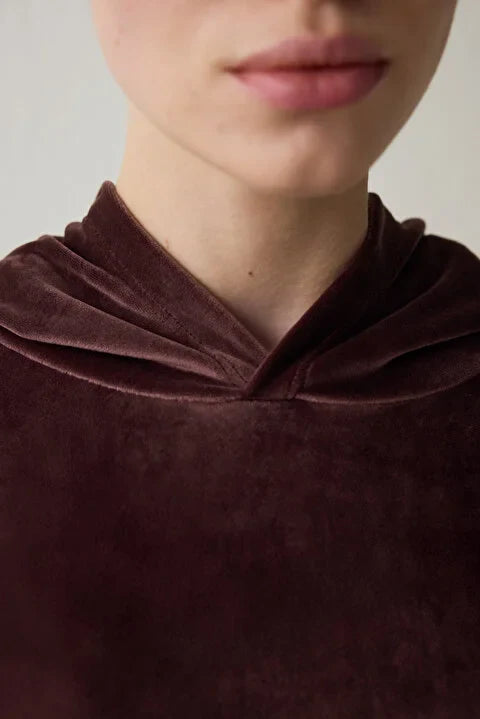 Penti Bordeaux Soft Velvet Warm Hooded Sweater