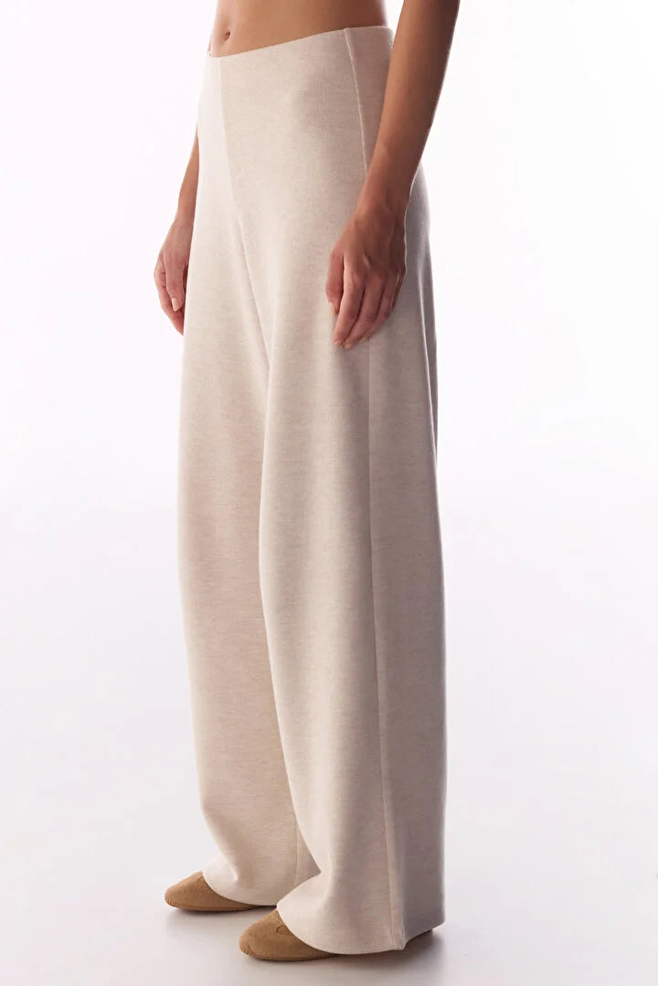 Penti Beige Melange Warm Touch Wide-leg Trousers