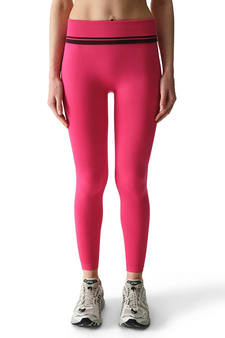 Penti Fuchsia Seamless Foldable High-Waisted Leggings