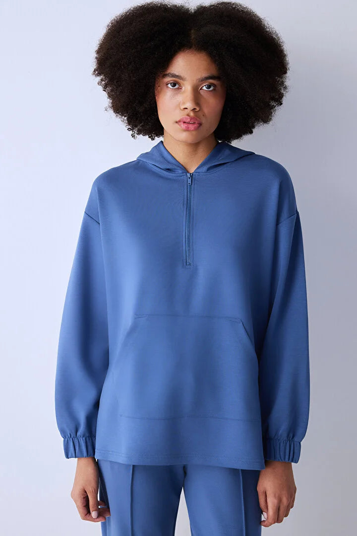 Penti Zippered Dark Blue Sweatshirt