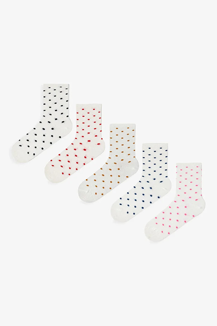 Penti 5 Pairs Seamless Toe Elastic Socket Colorful Polka Dot Patterned Socks