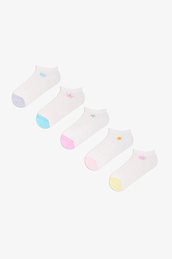 Penti 5 Pairs Cotton Embroidered Socket Socks