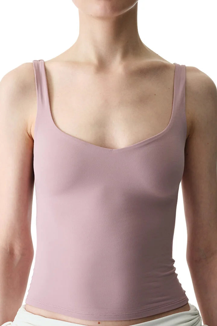 Penti Light Lilac Sweetheart Neck Soft Texture Tank Top
