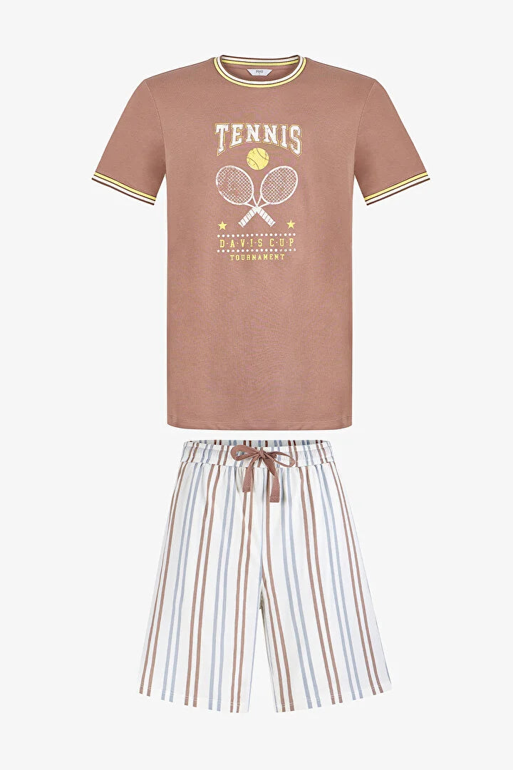 Penti Men Printed Design Colorful Shorts Pyjama Set