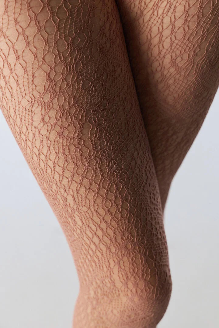Penti Caramel Geometric Floral Geometric Print Mesh Tights