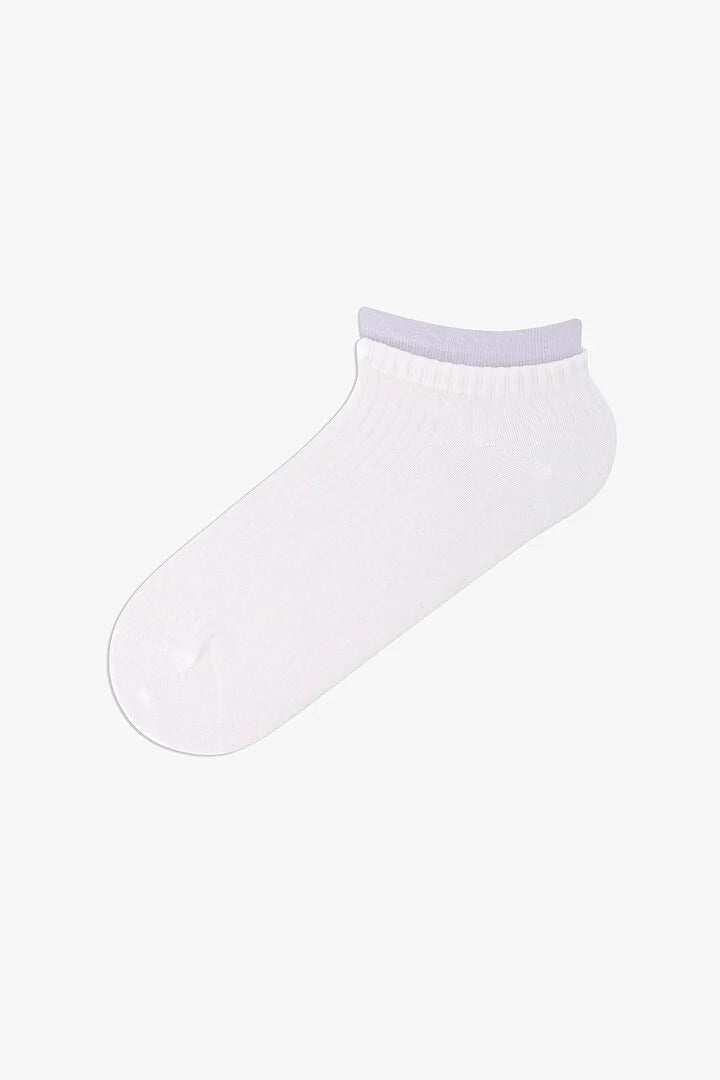 Penti 4 Pairs Seamless Toe Cotton Colorful Socket Detail Footie Socks