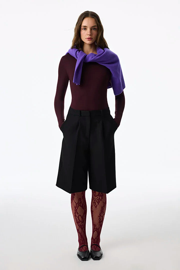 Penti Bordo Vintage Floral Fishnet Tights