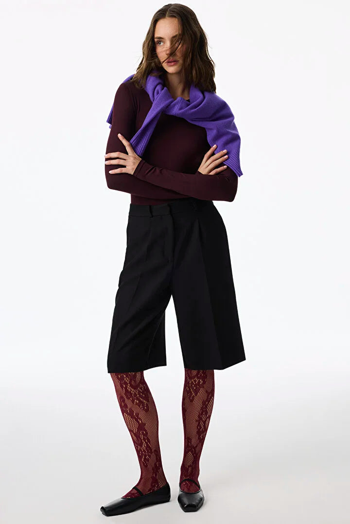 Penti Bordo Vintage Floral Fishnet Tights