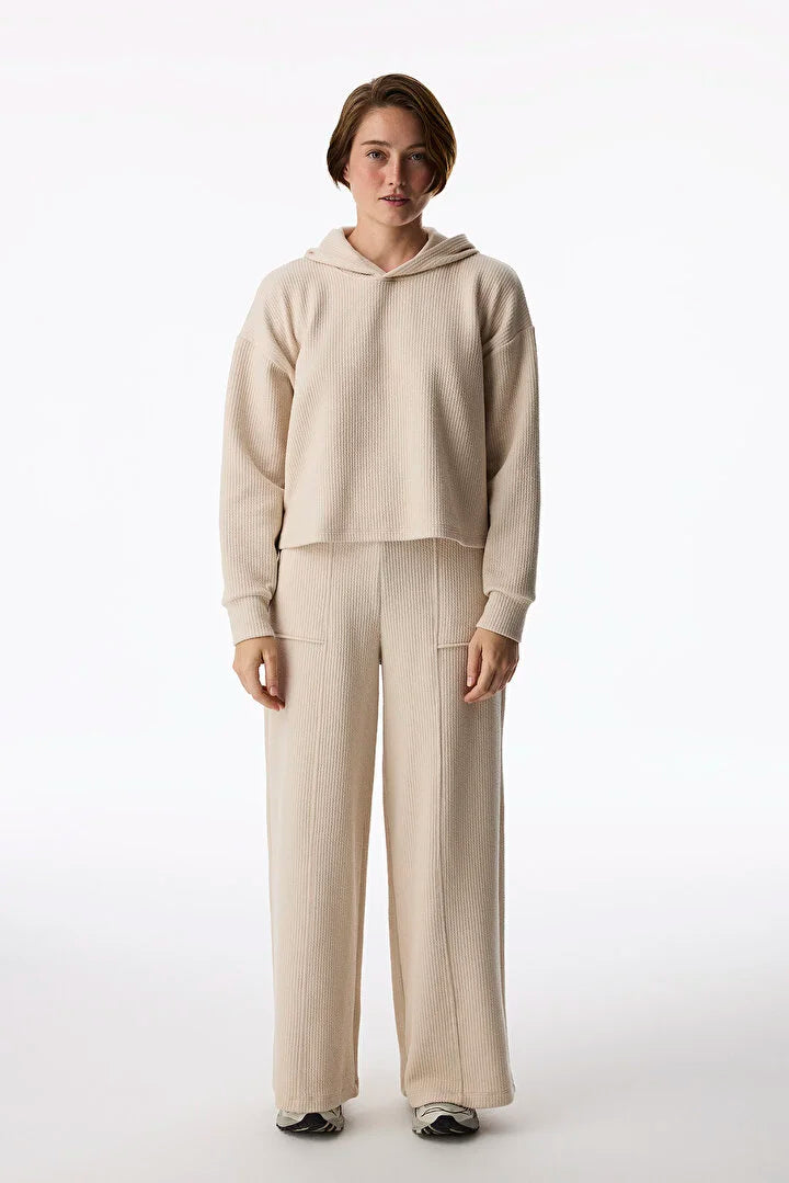 Penti Pastel Beige Ribbed Long Sleeved Sweatshirt