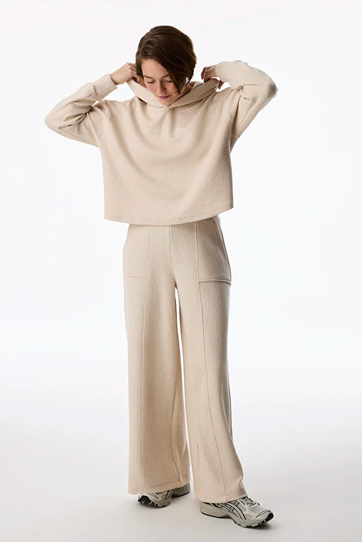 Penti Pastel Beige Ribbed Long Sleeved Sweatshirt