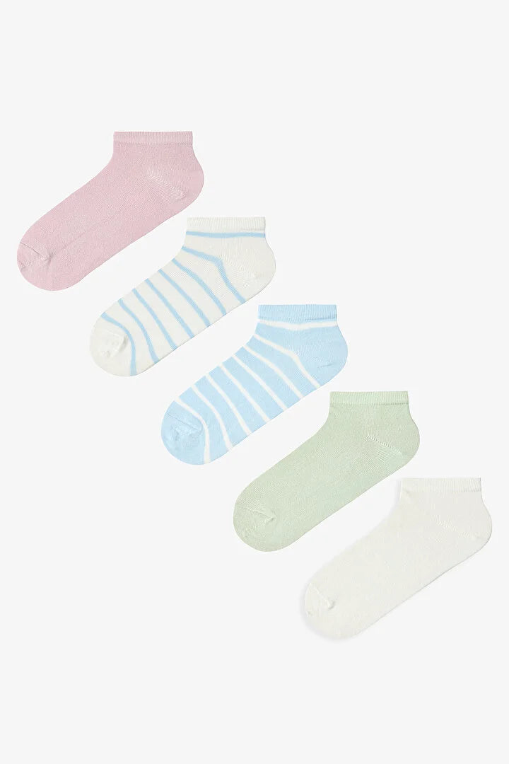 Penti 5 Pairs Cotton Stripe Detail Tennis Footie Socks