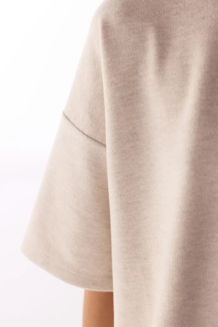 Penti Beige Melange Warm Touch Short Sleeve Oversize Blouse
