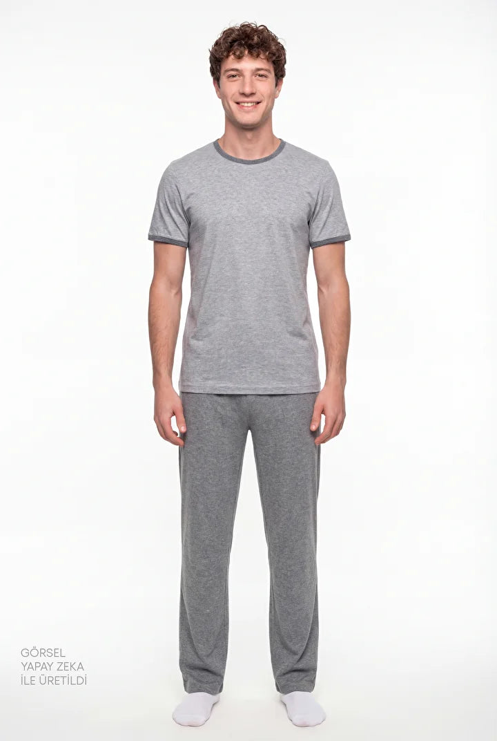 Penti Men Grey Short Sleeved Pyjama Set