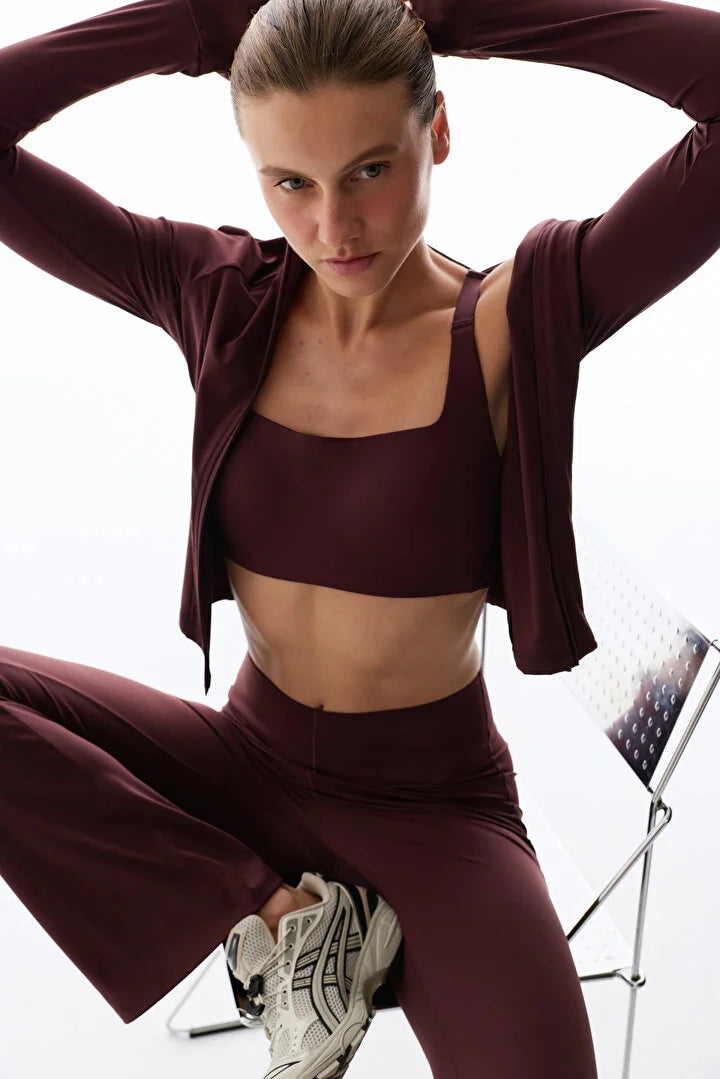 Penti Dark Bordeaux Back Pocket Sports Zipped Long Sleeve Jacket