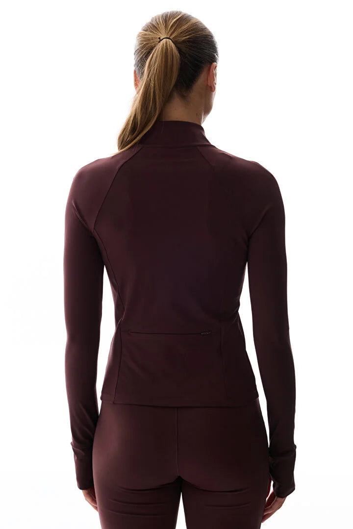 Penti Dark Bordeaux Back Pocket Sports Zipped Long Sleeve Jacket
