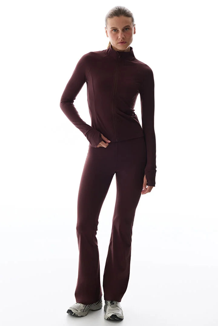 Penti Dark Bordeaux Back Pocket Sports Zipped Long Sleeve Jacket