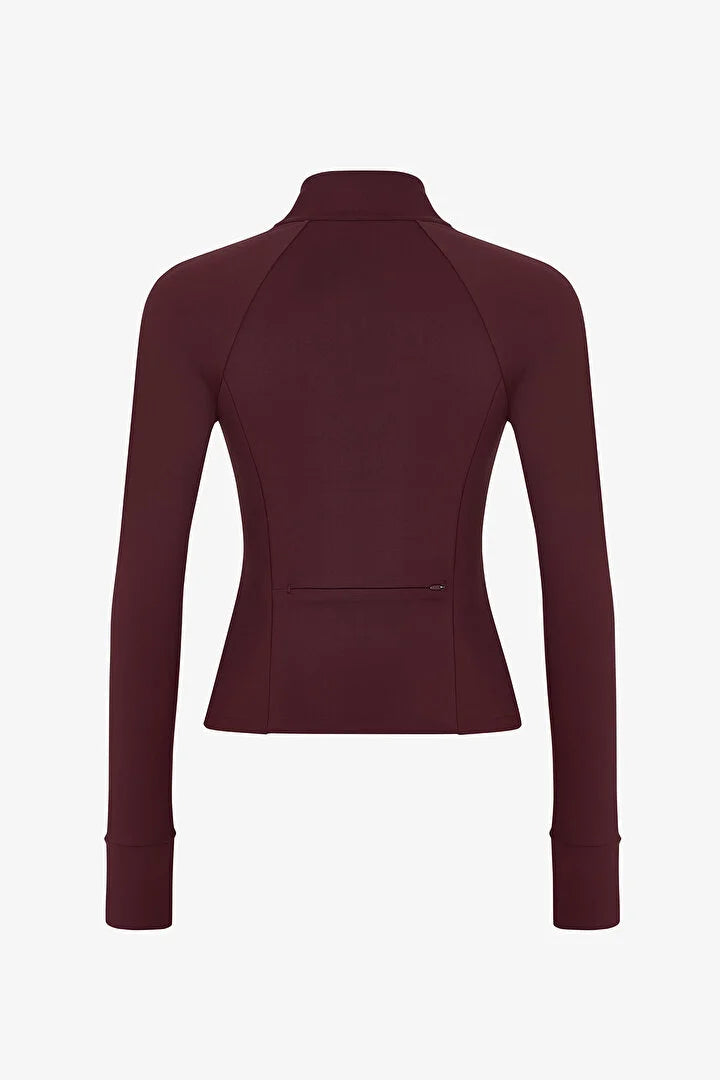 Penti Dark Bordeaux Back Pocket Sports Zipped Long Sleeve Jacket