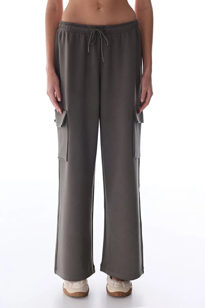 Penti Khaki Silky Cargo High Waisted Pants