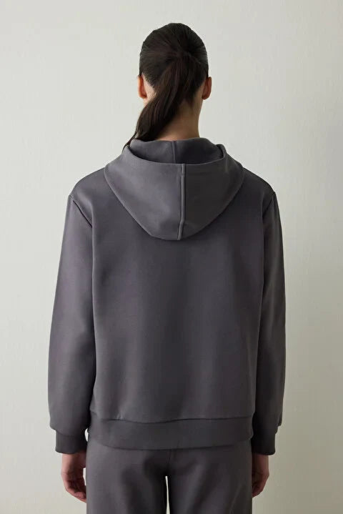 Penti Grey Zippered Hooded Sport Jacket