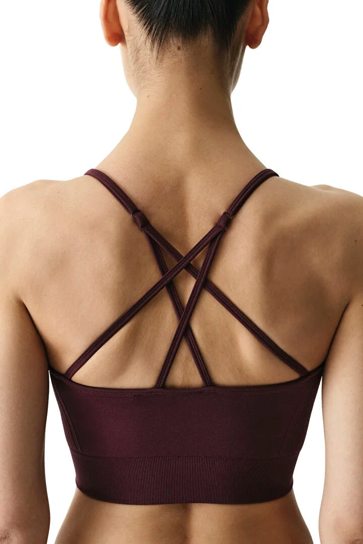 Penti Bordeuax Seamless Removable Pad Strap Detail Sports Bra