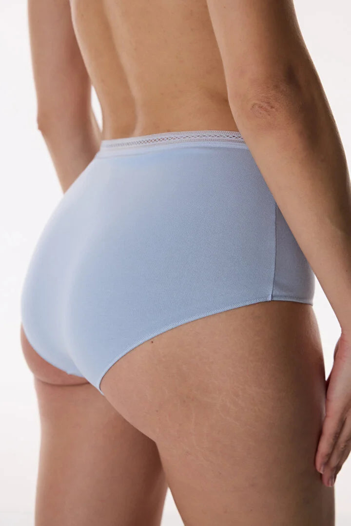Penti Blue Cotton Trim High-Waist Slip
