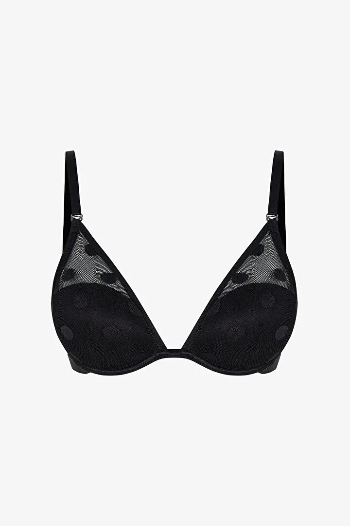 Penti Black Dot Mesh Push-Up Support Bra