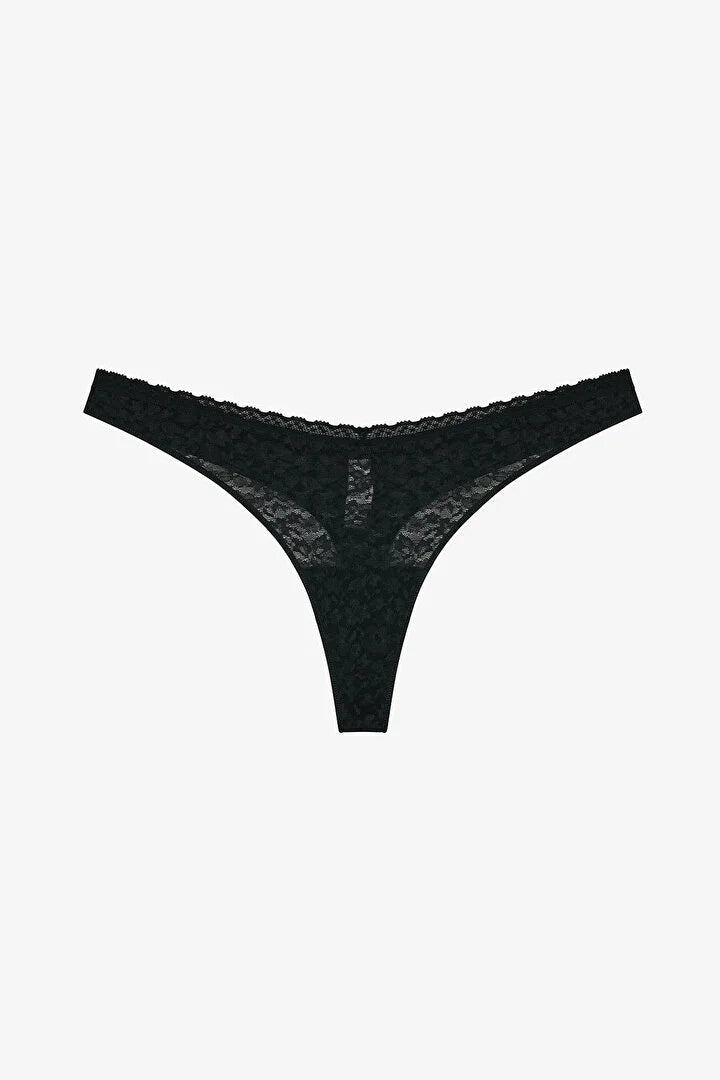 Penti Black Easy Lace V-Style Thong