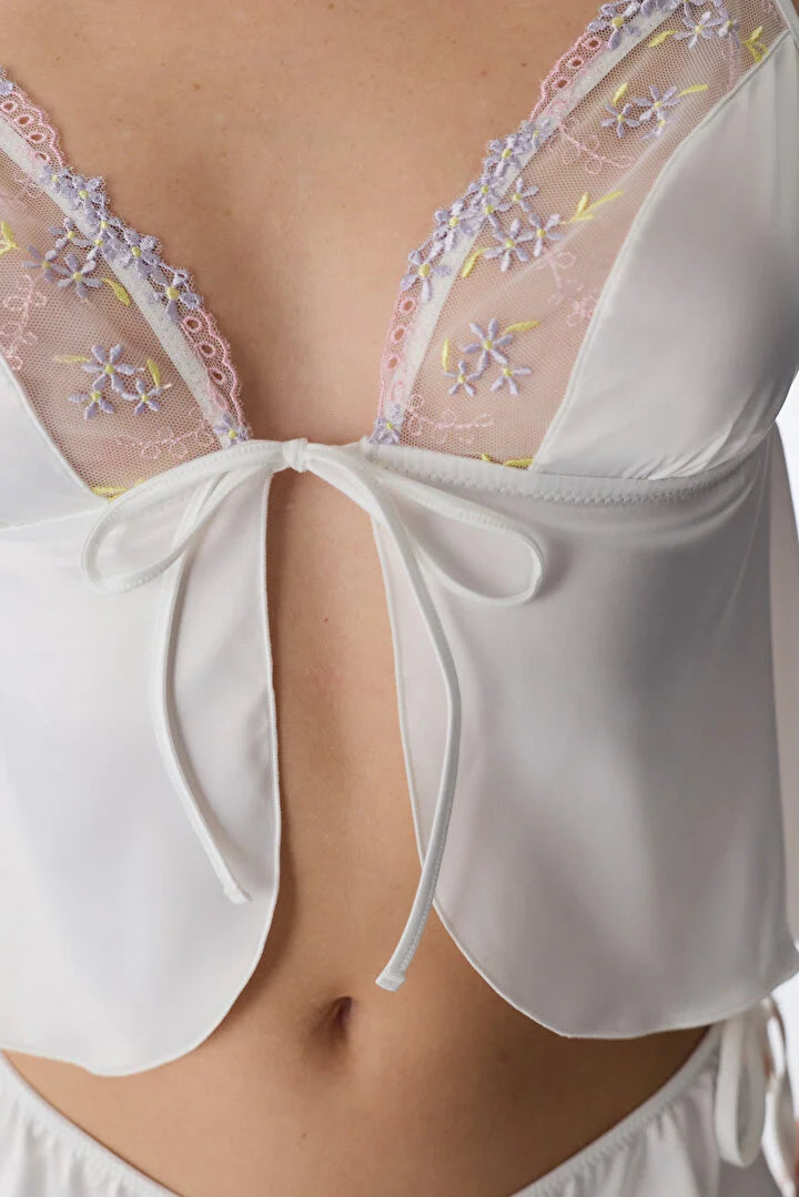 Penti Off-White Broderie Satin Bralette
