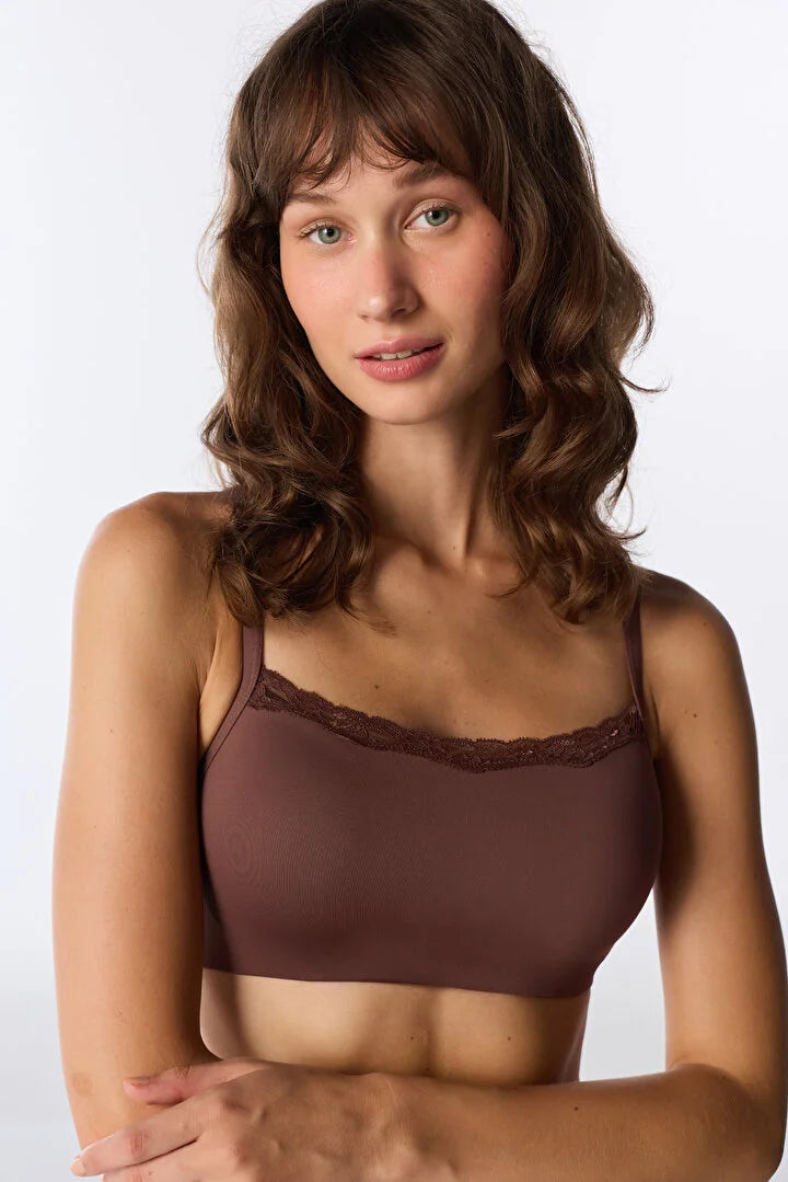 Penti Brown Cream Square Neck Padded Bra