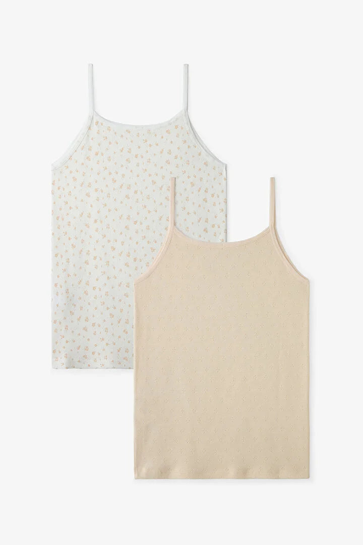 Penti Ecru Girls Ditsy 2 in1 Tank Top