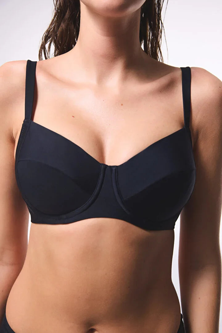 Penti Plus V Wire Black Bikini Top
