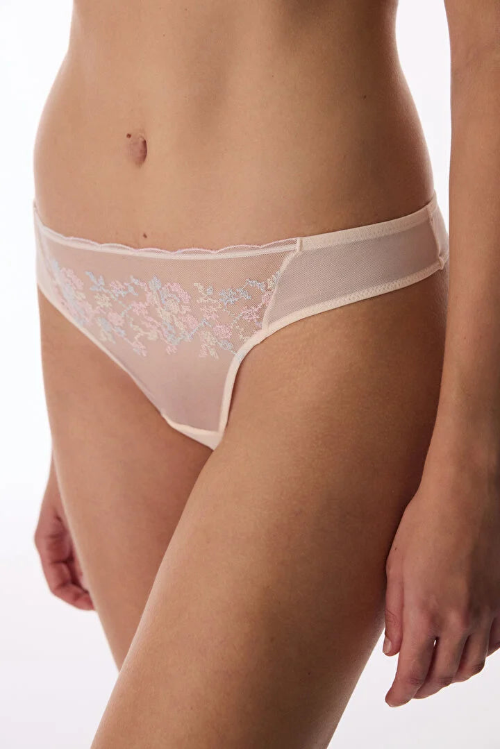 Penti Beige Broderie Thong